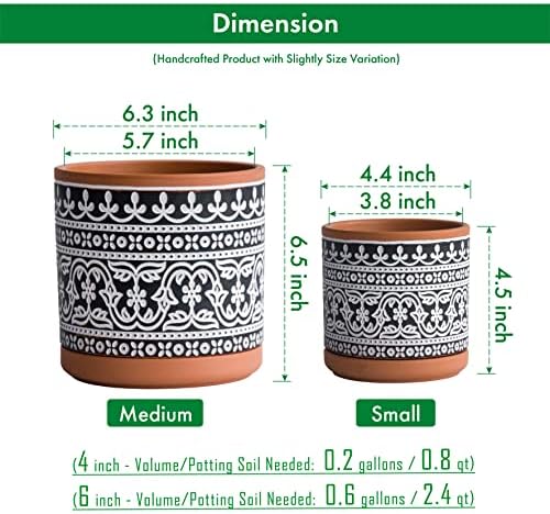 D'vine Dev 2-Pack Terracotta Pots, 4/6 in, Terra/Black, 31-958-F-2 - Image 3