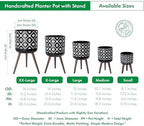 D'vine Dev Planter Pot with Wood Stand, 16 in, White/Black, 88-G-E-4 - Image 3