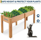 72x 23x30IN Raised Garden Bed Outdoors with High Legs & Hooks, Non-Woven Liner, Elevated Wooden Large Planter Box for Backyard, Patio, Balcony w/Divider Panel, 6 Legs, 300lb Capacity - Image 6