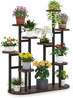 LITTLE TREE Multi-Tiered 11 Potted Plant Stand Indoor Tall Plant Shelf Flower Stands Plant Rack for Garden Balcony Living Room, Rustic Brown by LITTLETREE