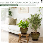 Ceramic Planter with Saucer (Speckled Green, 8.7 Inch) - Image 2