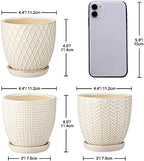 Oairse 4 inches Ceramic Planter Pots 3 Set of Small Round Flower Pots with Drainage Hole and Ceramic Tray for Succulents Cactus Indoor Outdoor Garden Home Windowsill - Image 3