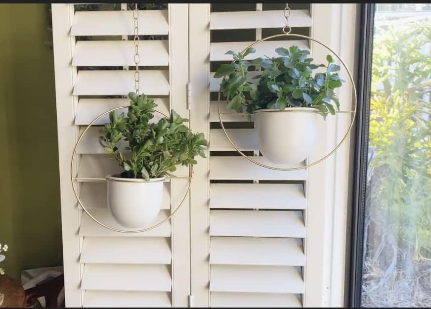2 Pack Hanging Planter with 5.5" Pot, Metal Hanging Plant Holder - Image 4