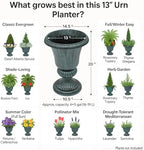 MoNiBloom 20‘’ Plastic Urn Planter Vase, Flower Pot Set of 2, Dark Green - Image 5