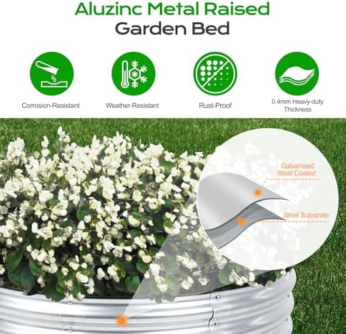 Aoodor 17" Tall 42" Metal Raised Garden Bed, Silver - Image 5