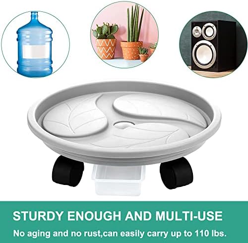 4 Packs 13 inch Plant Caddy with 4 Wheels and Drainage Tray,Round Flower Pot Mover,Garden Rolling Plant Stand with Wheels,Plant Pallet Dolly for Heavy Duty Planter,Loading Capacity 110Lbs - Image 5