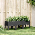 Gecheer Elevated Garden Planter Box with Legs, 47x16x17 Inch Black Raised Planter for Outdoor Patio, Durable PP Plastic Flower Pot with Rattan Look, Large Vegetable Herb Planter for Deck Yard Terrace by Gecheer