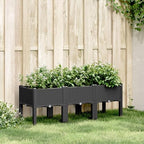 Gecheer Elevated Garden Planter Box with Legs, 47x16x17 Inch Black Raised Planter for Outdoor Patio, Durable PP Plastic Flower Pot with Rattan Look, Large Vegetable Herb Planter for Deck Yard Terrace by Gecheer