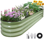 Galvanized Raised Garden Bed Outdoor, 8x2x1ft, Olive Green by BIRDSINYARD