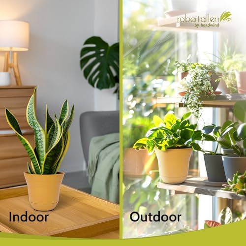 Headwind Traverse Planters – 10" 2 Pack Plastic Plant Pot in Harvest Yellow - Indoor & Outdoor Pots for Plants with Drainage - Decorative Plant Pot, Flower Pots Outdoor for Garden by Robert Allen - Image 7