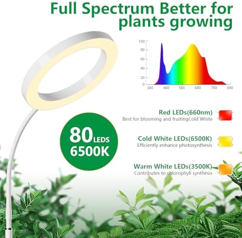 6.3 in Grow Light for Indoor Plants, 15W Full Spectrum Halo Plant Light - Image 6
