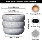 SQOWL Ceramic Pots for Plants - 8 Inch Plant Pot with Drainage Hole, Round Planter for Indoor Plants, Ceramic Flower Pots Outdoor, Modern Planter, Room Decor, Gifts for Plant Lover, Black and White - Image 3