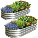 Galvanized Raised Garden Bed Kit, Planter Garden Boxes Outdoor, Oval Large Metal for Vegetables Fruits, Flowers Planter Boxes, Easy Assembly Garden Bed Kit (Silver, 4×2×1FT (2-Pack) by AmazStove