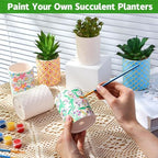Zubebe 12 Pcs Paint Your Own Ceramic Pots Bulk Unfinished Succulent Pots Craft Kit with Drainage Hole Mini Paintable Plant Vase Ready to Paint Planter for Cactus DIY Craft (Classic) - Image 3