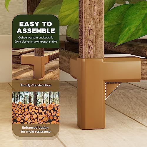 Bamworld 55“ Tall Plant Stand Indoor Outdoor Corner Plant Shelves Wood - Image 4