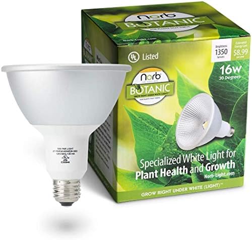 Norb NorbBOTANIC Full Spectrum Grow Light Bulb, Premium PAR38 LED Plant Light, 16W White Light for Indoor Plants, Herbs, Tropical Plants, 15 Degree by NorbLighting