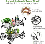S AFSTAR Metal Plant Stand, Two Tiered Garden Cart Shelf for Indoor Outdoor Home Garden Patio, Parisian Style Flower Pot Holder, Stable and Durable - Image 4