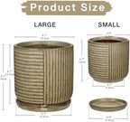 Oairse Ceramic Pots for Indoor Plants, 6.1 +4.9 inch Pots for Plants Set of 2 Brown Plant Pots with Drainage Holes and Saucers Texture Ceramic Planters Indoor Outdoor Flower Pot for Succulent - Image 3