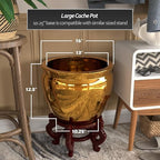 Red Lantern 16" Solid Gold Porcelain Fishbowl Planter - Image 4