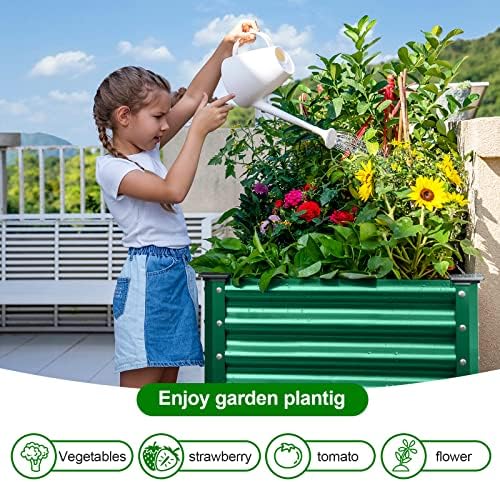 Land Guard Galvanized Large Metal Raised Garden Bed with Legs for Vegetables (Green) - Image 2