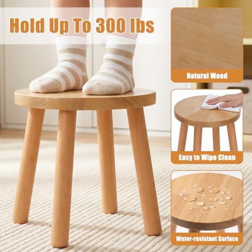 Solid Wooden Stool, Plant Stand,Step Stool,Small Round Stool,Walnut,11.8" H - Image 5