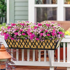 4 Pack 30 Inch Window Boxes Planters Railing Planter Box with Adjustable Brackets for Porch Fence Patio Balcony Hanging Flower Baskets with Coco Liners for Outdoor Garden Decor - Black - Image 4