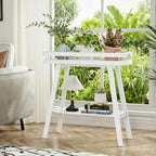 BAMBANG Bamboo Plant Stand Indoor, 2 Tier Small Plant Table, Tall Plant Stand for Indoor Plants, Window Sill Plant Shelf, Flower Pot Holder Plant Bench Plant Rack for Living Room, White - Image 6