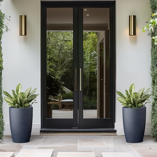 Kante Small Round Tapered Charcoal Concrete Planter 18.1" Tall, Outdoor - Image 5