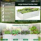 SEJOV 6x3x2ft Raised Garden Bed Kit, Galvanized Planter Raised Garden Boxes Outdoor, Deep Root Raised Planter w/Anti Cutting Strip, Large Metal Raised Garden Bed for Vegetables Flowers Herbs, Silver - Image 7