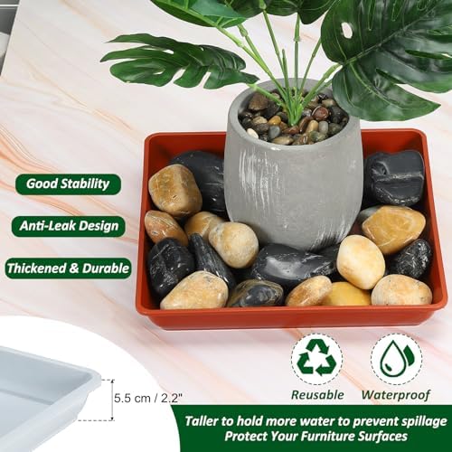 PATIKIL 16 Inch Plant Saucer Tray, 2 Pack PP Plastic Square Plant Saucer Flower Planter Drip Tray for Indoors Outdoors Patio Balcony, White - Image 4