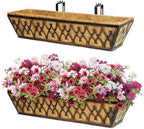 Window Boxes Planters: 2 Pack 24 Inch Railing Planter Box with Adjustable Brackets for Porch Fence Patio Balcony Hanging Flower Baskets with Coco Liners for Outdoor Garden Decor - Bronze by KarlliuHOMEGARDEN