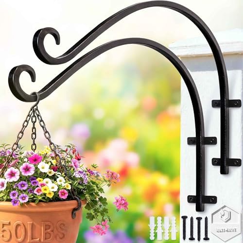 Hanging Plant Brackets Outdoor: 16 Inch 2 Pack Heavy-Duty Plant Hanger by Lifyzoon