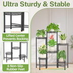 iDavosic.ly Plant Stand Indoor Outdoor, 6 Tier Iron Corner Shelf, Black - Image 5