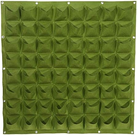 64 Pockets Wall Hanging Plant Bag, Vertical Outdoor Garden Plant Grow Bag Felt Plants Flower Pocket Wall Hanging Planter Plant Grow Container (Green) by Unknown