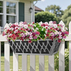4 Pack 16 Inch Window Boxes Planters Railing Planter Box with Adjustable Brackets & Non-Woven Fabric Plant Grow Bags Deck Railing Planter Boxes Balcony Hanging Flower Box for Outdoor Plants - Image 2