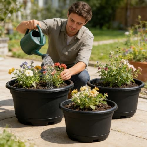 KPUVX 5 Packs 13 inch Plant Pot with Saucer,Outdoor Flower Pots - Image 5