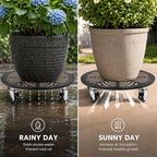 12 Inch Metal Plant Caddy with Wheels Set of Three Heavy-Duty Rolling Plant Stand Lockable Wheels Plant Dolly for Indoor Outdoor Planters Flower Pot Mover Rollers Plant Coasters Trolley - Image 4