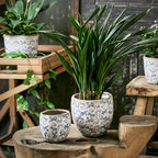 Reto Rustic Ceramic Flower Pots for Garden Plants and Succulents,Distressed Cracked Glazed Planters with Drainage Holes Tuscan Flower Pots for Outdoor,Bluem,no Hole - Image 3