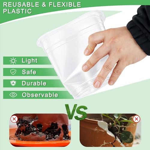 12PCS 5.75/7/8/10 in Clear Nursery Pots with Drainage Plant Pots - Image 4