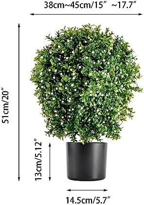 2PCS Artificial Boxwood Ball Bushes Potted Plants for Outdoor, Faux Topiary Ball, Fake Plants Greenery, Round Shrubs Bushes with Dry Moss Plastic Flowerpot, for Entryway Front Porch Decor (20Inch) - Image 2