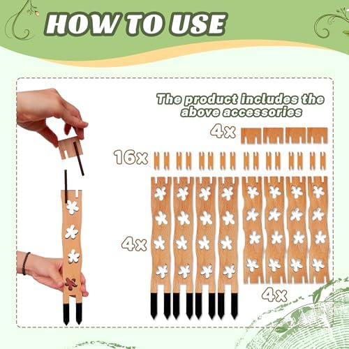 4 Set Flower Cutout Wooden Extendable Plant Trellis, Modular Plant Trellis for Climbing Plants, Stackable Plant Support Stakes with Base and Extensions, for Ivy, Hoya, Vines and Houseplants - Image 5
