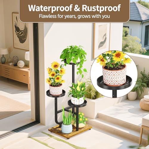 LASZOLA Plant Stand Shelf Tall for Indoor Corner, 3 Tier Metal Black - Image 5