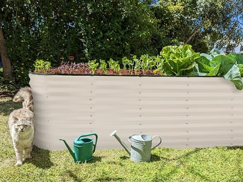 Plant & Plot Galvanized Raised Garden Beds Outdoor // 6×2×2 ft Planter Raised Beds for Gardening, Vegetables, Flowers // Large Metal Garden Box (White) // Patented Tool-Free Design - Image 6
