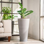 XBrand 28 in. Tall Round Tapered Planter for Indoor and Outdoor Patio Décor, Decorative Garden Flower Pot for Porch, Deck, Entryway and Backyard, Gray 1-Piece - Image 2