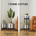 MUDEELA 2 Pack Indoor Plant Stands, 2 Tier Tall Plant Stand 30 inches, Mid Century Bamboo Plant Stand, Adjustable Width 8 - 12 inches, Fits Pot Size of 8 9 10 11 12 inches Pot & Plant Not Included, Black - Image 4