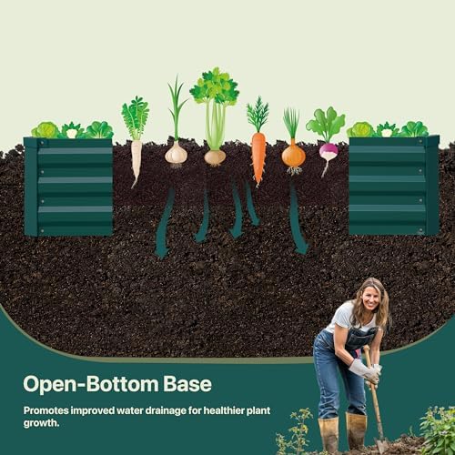 Raised Garden Bed Green, 8x4x1FT Garden box Outdoor for Gardening Vegetables Flower, Garden Raised Planter Box Large, Metal Raised Bed - Image 6