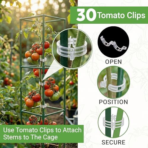 6 Pack 41" Square Tomato Cages for Garden - Large Tomato Trellis Stakes - Image 4