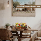 2 Pcs Wooden Whiskey Barrel Vase Vintage Flower Planter - Image 6