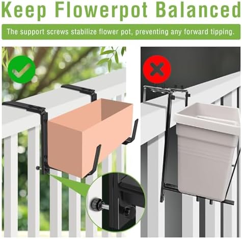 Window Box Brackets, Adjustable Hanging Railing Planter Box Brackets - Image 5