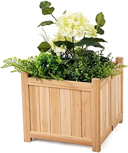 GRAFFY Raised Garden Bed, Folding Wood Planter Box w/Removable Bottom & Drainage, Indoor Outdoor Square Elevated Planter for Flower Herb Vegetable Fruit, Plant Container for Grass Lawn Patio Backyard by BUYNOW